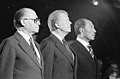 مناحم بيجن، وجيمي كارتر، ومحمد أنور السادات في 7 سبتمبر 1978.