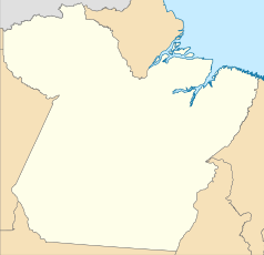 Mapa konturowa Pará, po lewej nieco u góry znajduje się punkt z opisem „Óbidos”