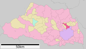 Lage Hasudas in der Präfektur
