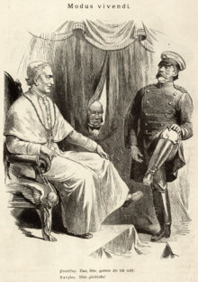 A comic drawing depicting a man sitting upon a throne with a solder reporting, as a man watches from the curtains.