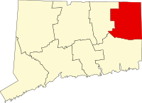 Locatie van Windham County in Connecticut