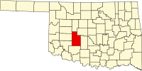 Locatie van Caddo County in Oklahoma