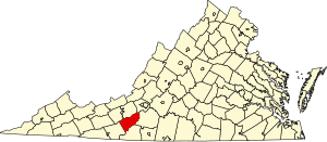 Map of Virginia highlighting Floyd County