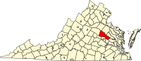 Map of Virginia highlighting Hanover County