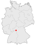 Mapa da Alemanha, posição de Wurtzburgo acentuada