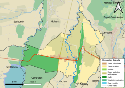 Carte en couleurs présentant l'occupation des sols.