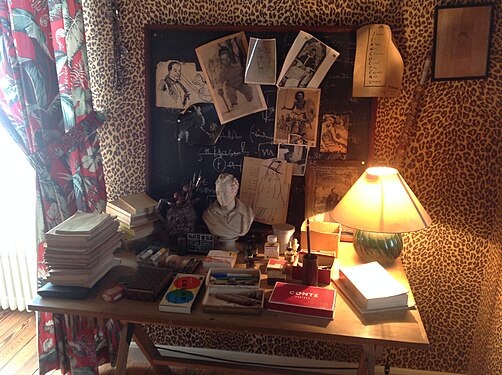 Cocteau's side table in his study, with a bust of Lord Byron