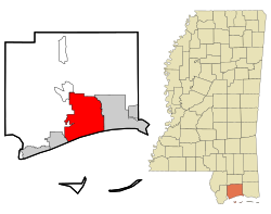 Vị trí của Gulfport trong tiểu bang Mississippi
