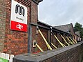 Hindley station with walls propped up