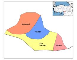 Mapa dos distritos da província de Kilis