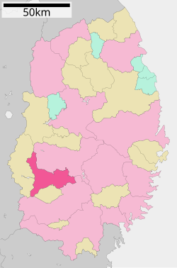 Kitakamin sijainti Iwaten prefektuurissa