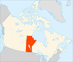 Map of Canada with Manitoba மானிட்டோபா highlighted