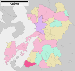 Kedudukan Minamata di wilayah Kumamoto