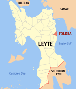 Map of Leyte with Tolosa highlighted