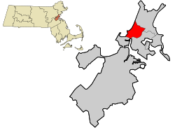 Location in Suffolk County and the state of Massachusetts