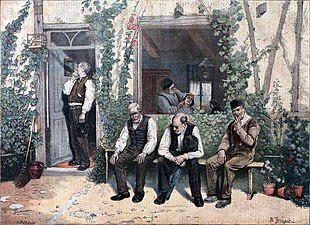 D'après Brispot, Chez le barbier (Salon de 1896).