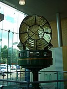 The optic from the Clare Island lighthouse, now on permanent rotating display at the World of Glass museum in St Helens, England