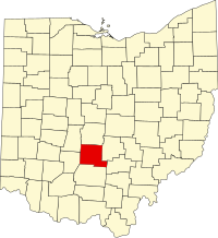 Map of Ohajo highlighting Pickaway County