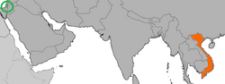 Map indicating locations of Palestine and Vietnam