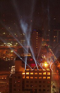 Searchlights at New Year's Eve 2012 in Bonifacio Global City, Philippines