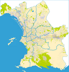 Mapa konturowa Marsylii, w centrum znajduje się punkt z opisem „Gare de Marseille-Saint-Charles”