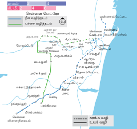 Schematic diagram of Chennai Metro's lines.