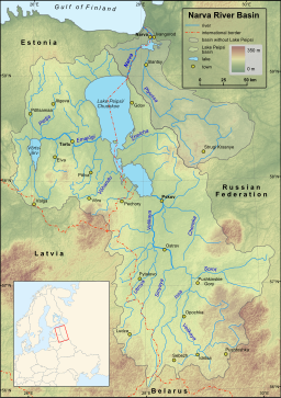 Velikaja rinner norrut och mynnar i sjön Peipus som avvattnas av Narva till Finska viken.