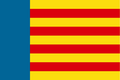 Bandeira do País Valenciano en versión simplificada usada nalgunhas bandeiras de pequeno tamaño en páxinas web.