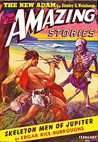 世界初のSF専門パルプマガジン『アメージング・ストーリーズ』の1943年2月号表紙。