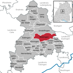 Elhelyezkedése Böblingen térképén