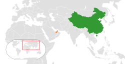 Peta memperlihatkan lokasiChina and United Arab Emirates