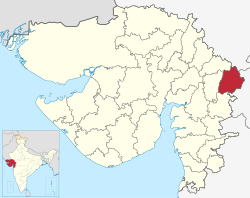 Location of district in Gujarat