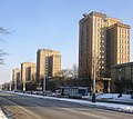 Row of 1950s high rises in style of socialist realism in Rozdělov, western suburb of Kladno