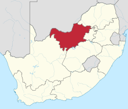 Map showing the location of the North West province in South Africa