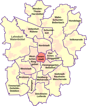 Lage des Stadtbezirks Innenstadt