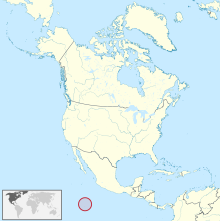 Carte administrative de l'Amérique du Nord, montrant l'île Clipperton en rouge.