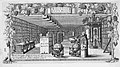 Hertog August de Jonge in zijn bibliotheek, 1650, kopergravure door Conrad Buno