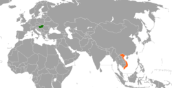 Map indicating locations of Hungary and Vietnam