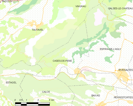 Mapa obce Cases-de-Pène