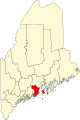 Map of Maine highlighting Knox County
