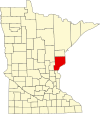 State map highlighting Pine County