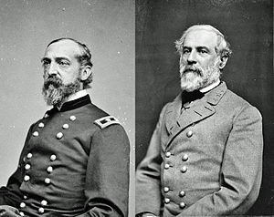 George G. Meade og Robert E. Lee. De modstående kommandører i Bristoe-kampagnen