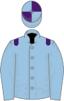 Light blue, purple epaulets, quartered cap