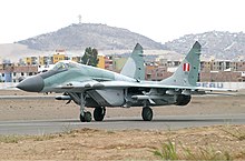 Um caça Mig-29 da força aérea peruana.