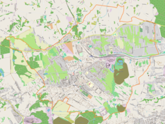 Mapa konturowa Rydułtów, w centrum znajduje się punkt z opisem „Rydułtowy”