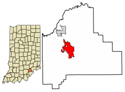 Location of Scottsburg in Scott County, Indiana.