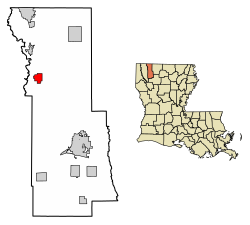 Location of Cotton Valley in Webster Parish, Louisiana.