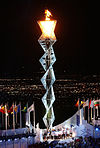 Olympic flame durin the openin ceremonies of the 2002 Games in Salt Lake City