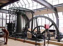 Colour photogrpah of a nineteenth century steam engine in the Berlin Museum of Technology.