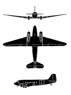 A DC–3 háromnézeti rajza